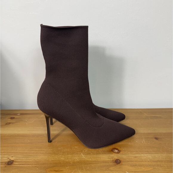 New Veronica Beard Lisa Knit Stiletto Booties in Espresso Women's Size 9 - Picture 4 of 9